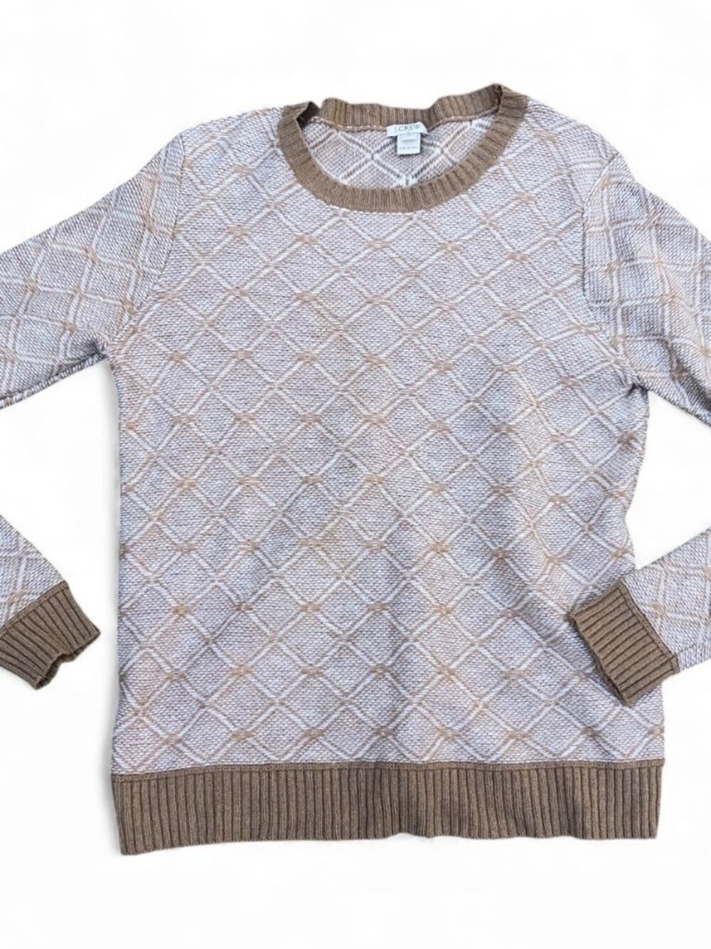 J. CREW Merino Wool Blend Sweater Women's MEDIUM Brown Long Sleeve Knit